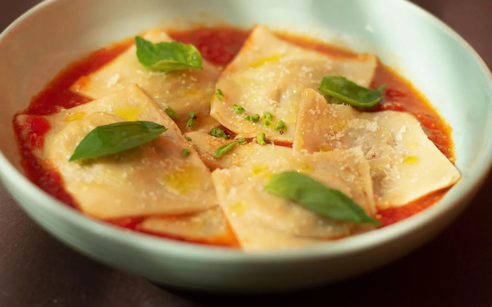 Ravioli, pasta and albahaca