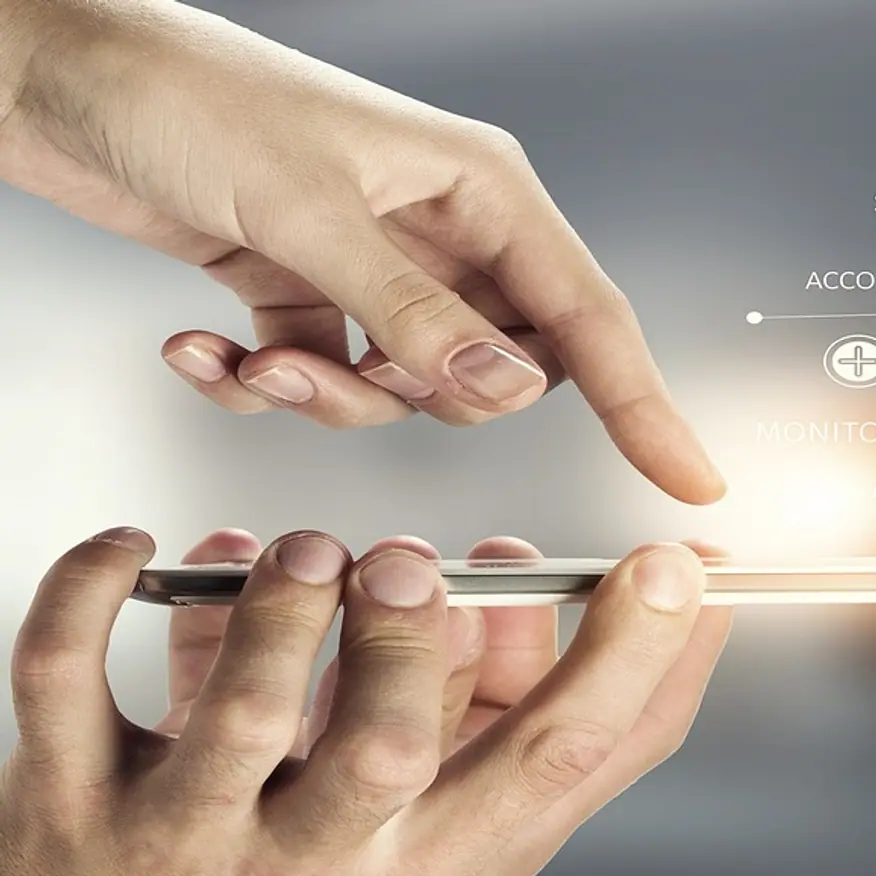 Hand, business and technology
